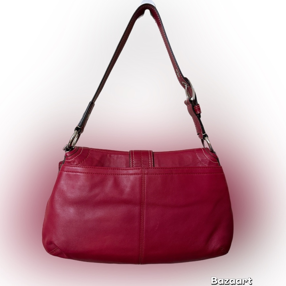 Coach Cherry Red Leather Shoulder Bag #F15204 - Picture 2 of 15